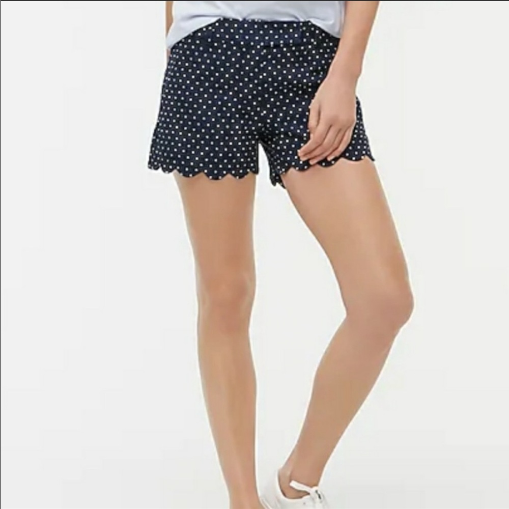 SALE! J Crew Navy Blue w/ White Polka Dots Shorts